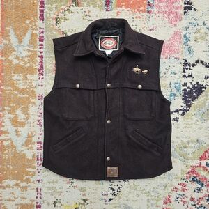 The Australian Outback Collection Wool Snap Button Vest Mens Small Western Brown
